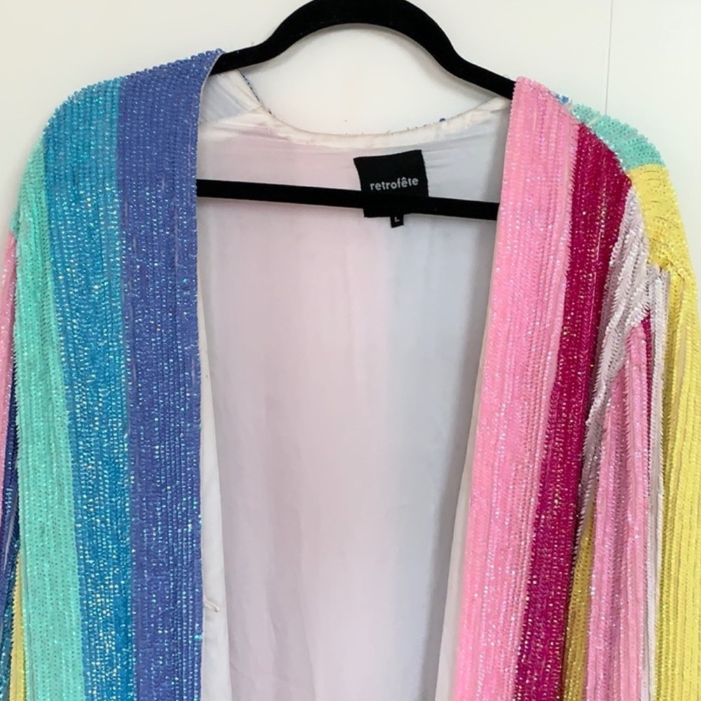 Rétrofete Unicorn Striped Sequin Wrap Dress - Picture 2 of 5